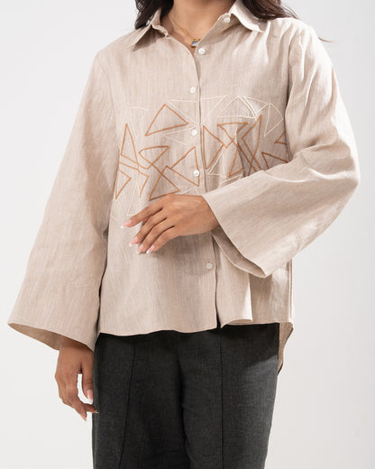 Geometric Grace Beige Shirt