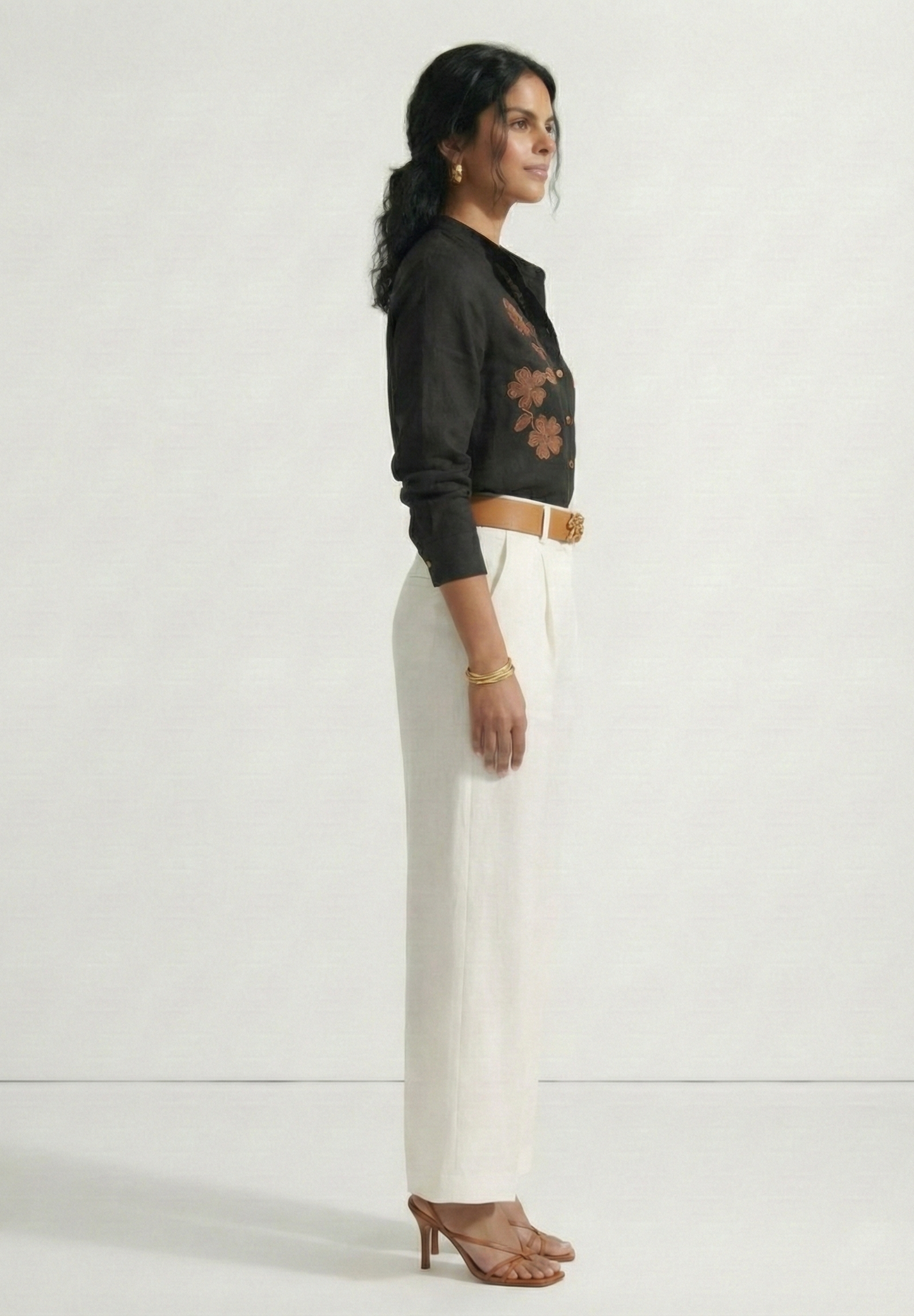 Noir Bloom Cotton Linen Shirt