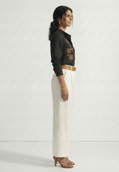 Noir Bloom Cotton Linen Shirt