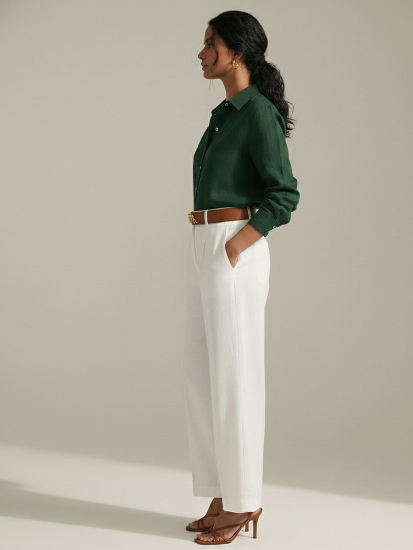 Emerald Wing Cotton Linen Shirt