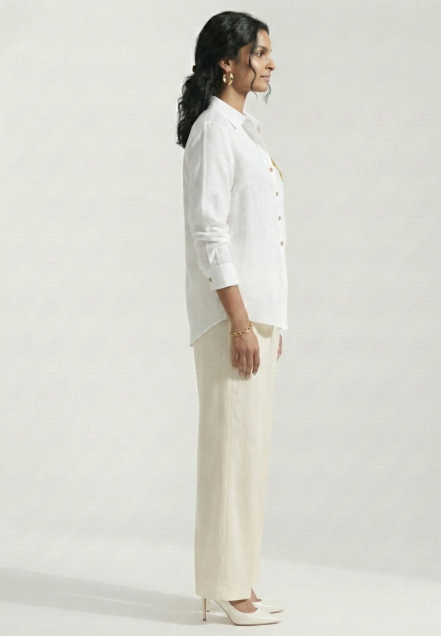 Ivory Rose Black Cotton linen Shirt