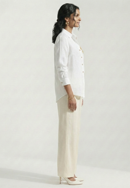 Ivory Rose Black Cotton linen Shirt