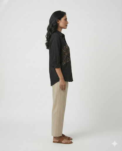 Black Geometric Moon Shirt