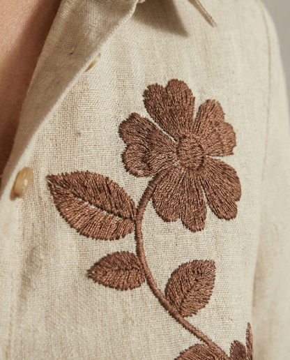 Tuscan Bloom Cotton Linen Shirt
