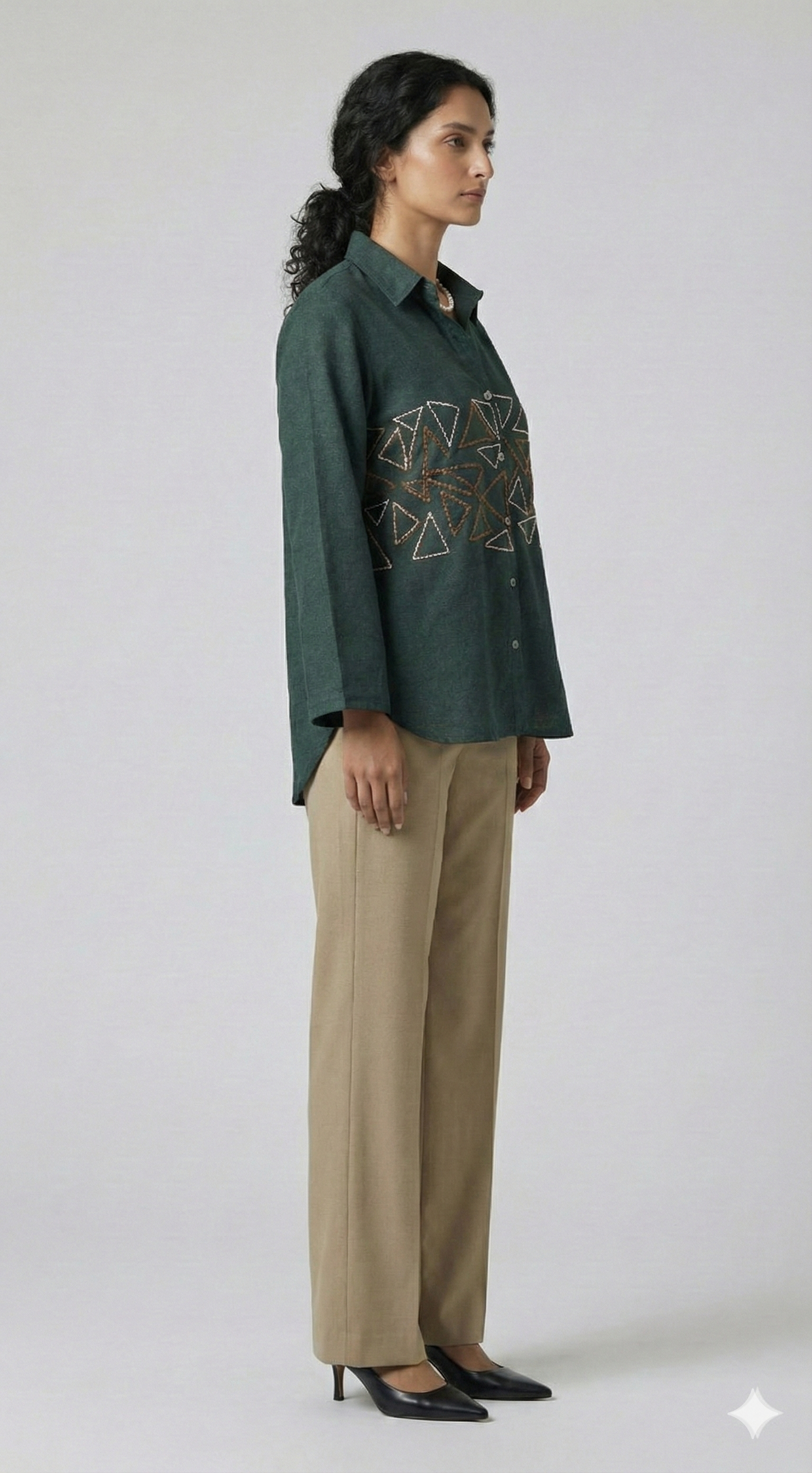 Geometric Forest Green Shirt