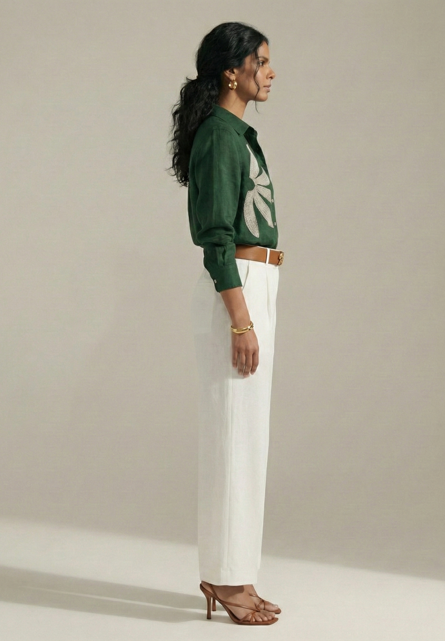 Emerald Wing Cotton Linen Shirt