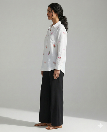 White lil Flower Shirt