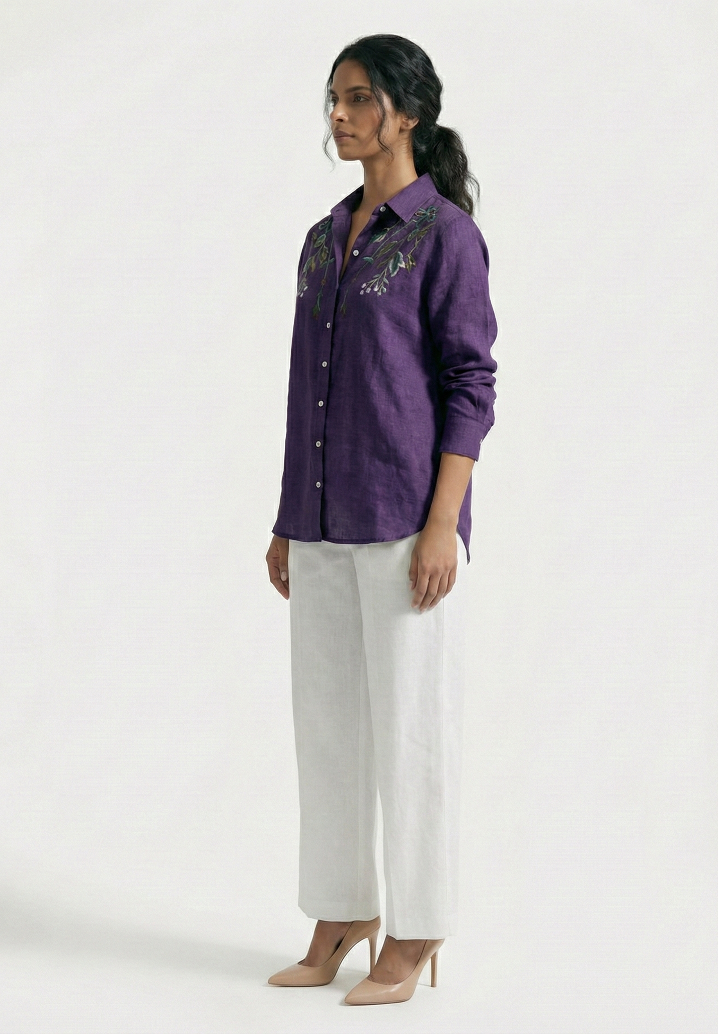Violet Garden Pure Cotton Linen Shirt