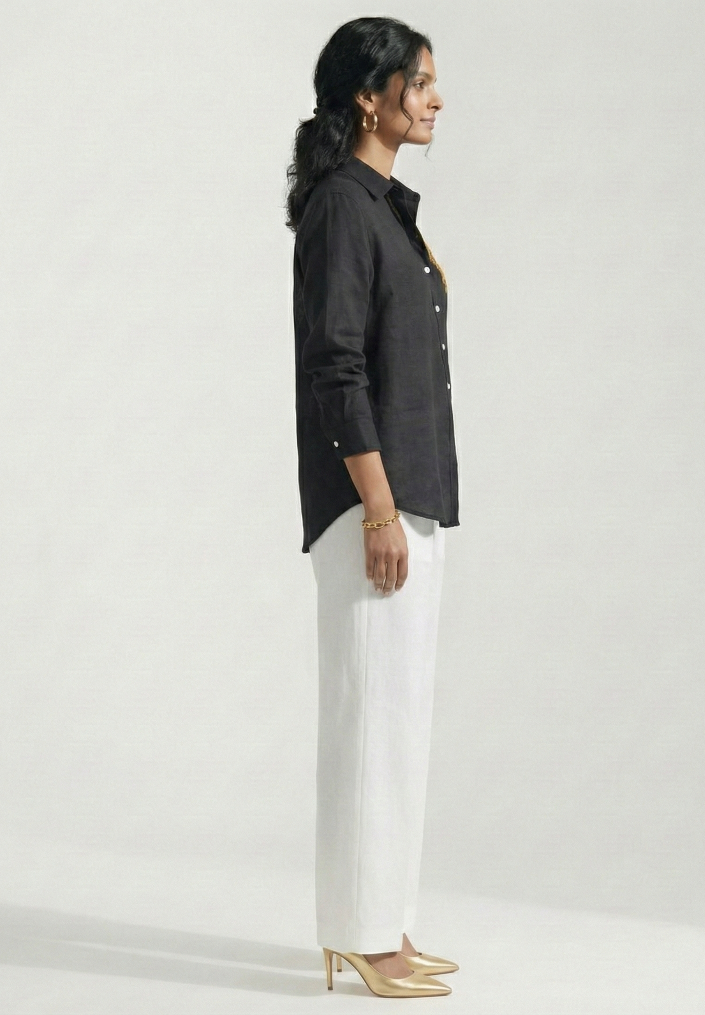 Gilded Rose Black Cotton linen Shirt