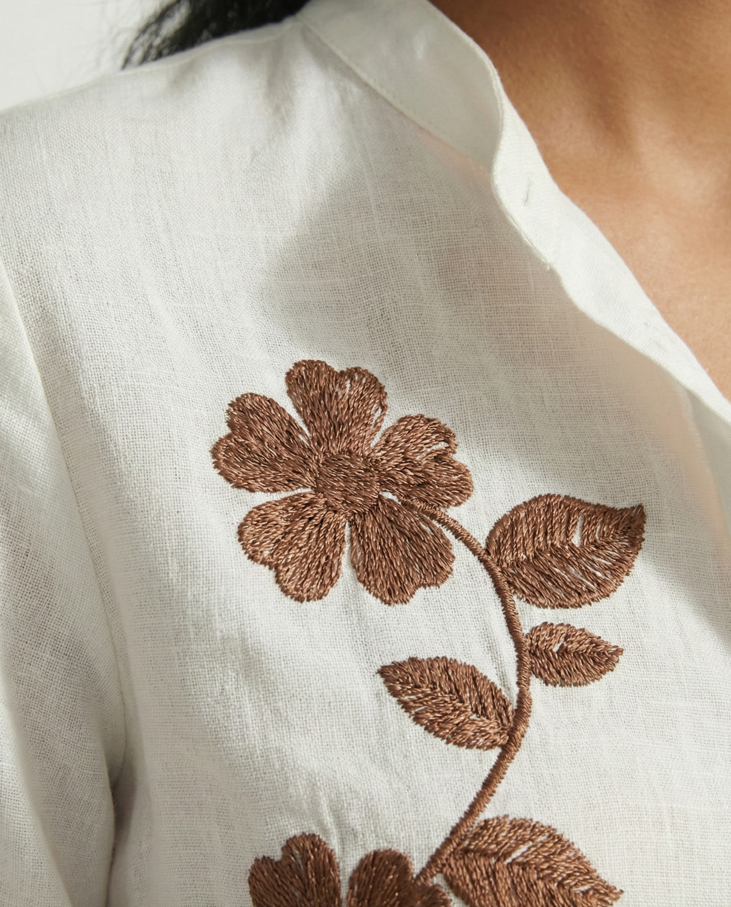 Ivory Bloom Cotton Linen Shirt