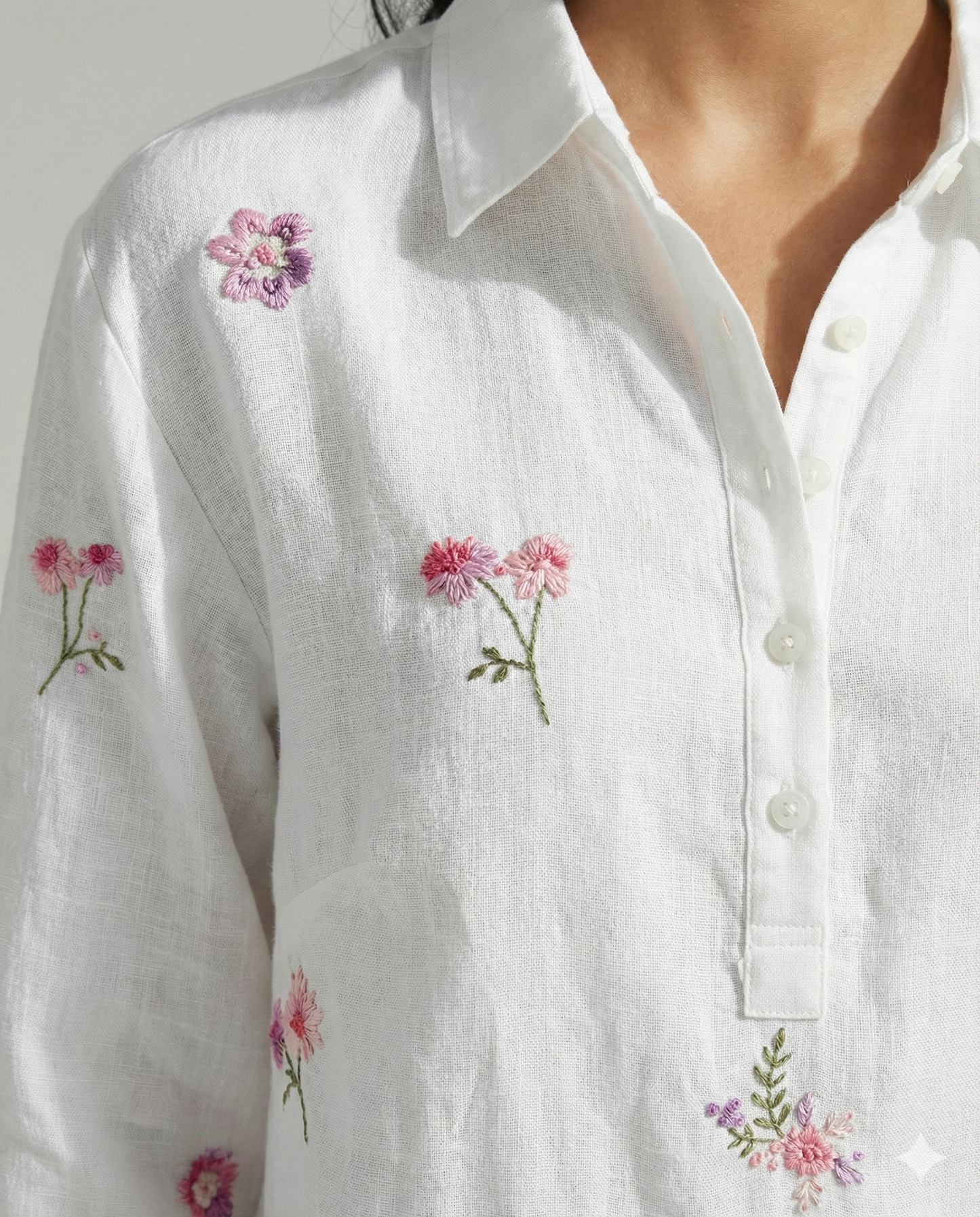 White lil Flower Shirt