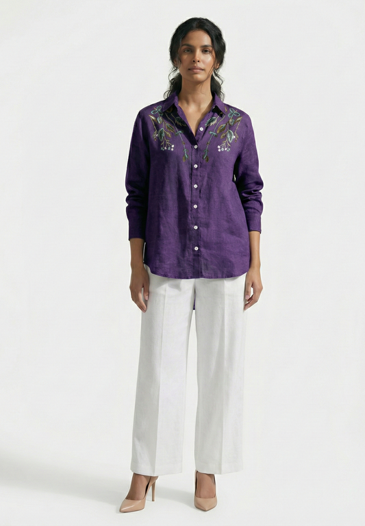Violet Garden Pure Cotton Linen Shirt