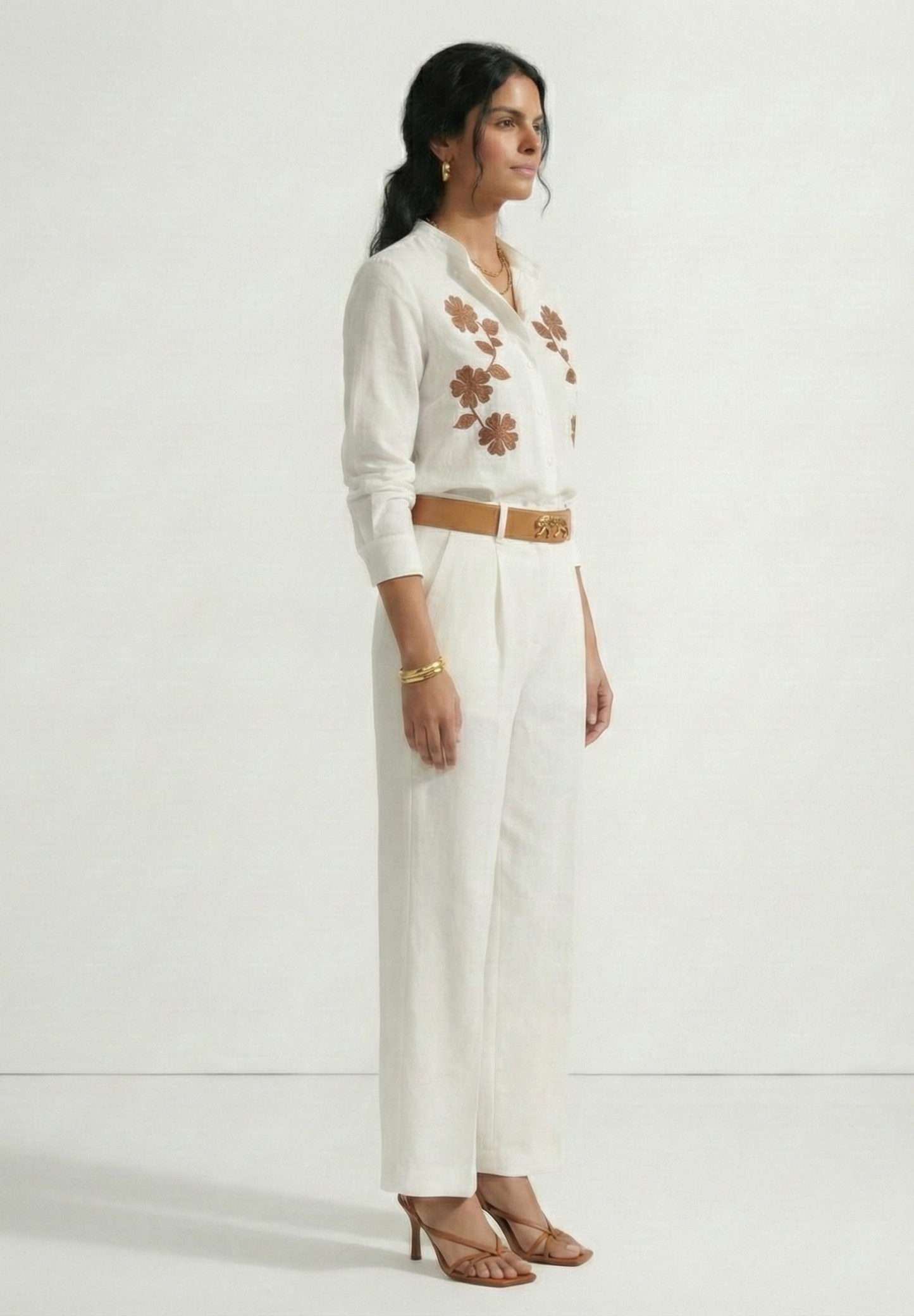 Ivory Bloom Cotton Linen Shirt