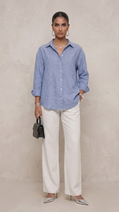 ICE BLUE KHADI COTTON SHIRT