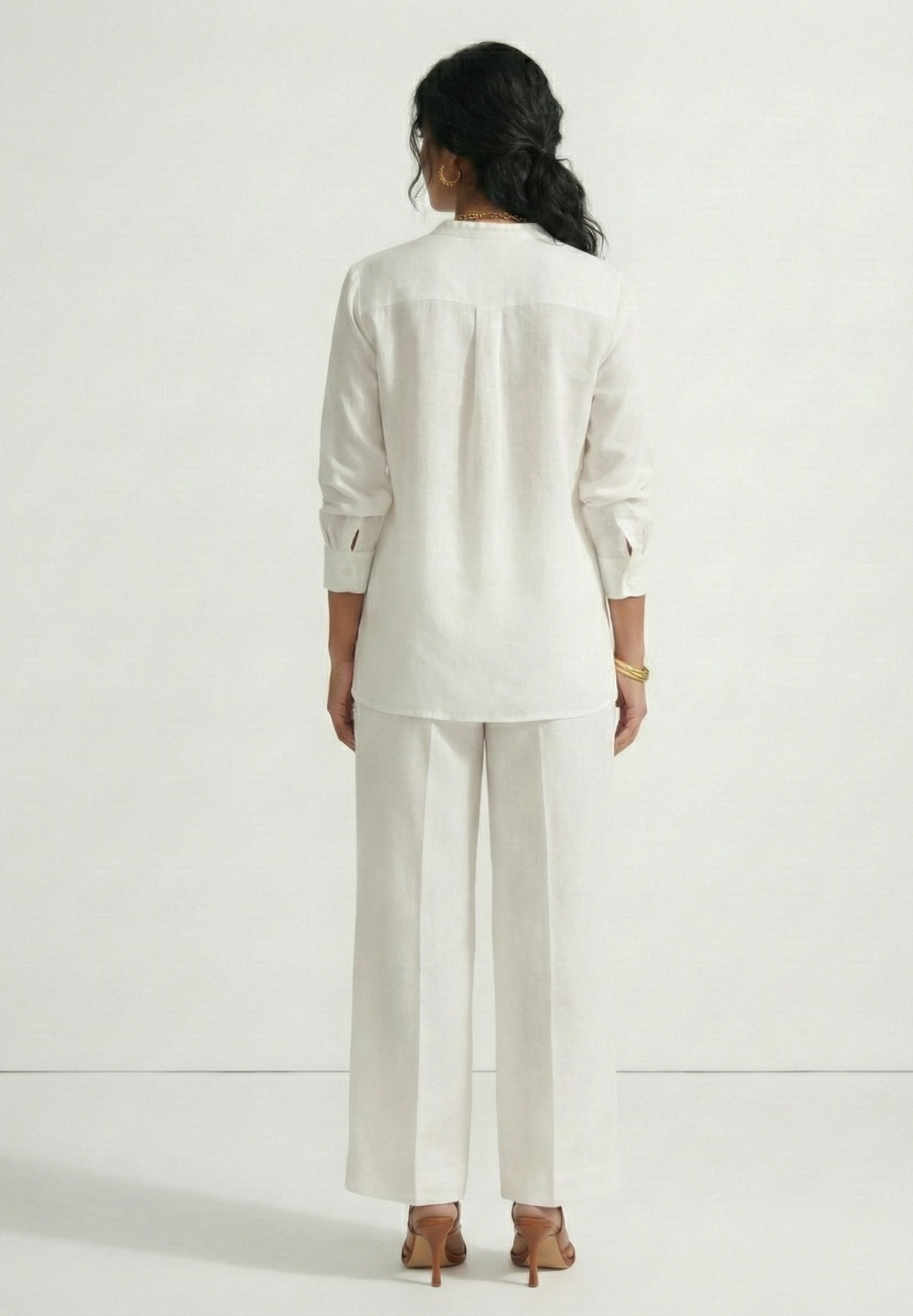 Ivory Bloom Cotton Linen Shirt