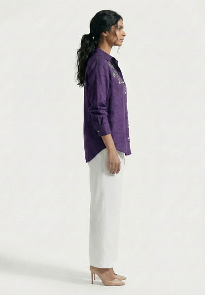 Violet Garden Pure Cotton Linen Shirt