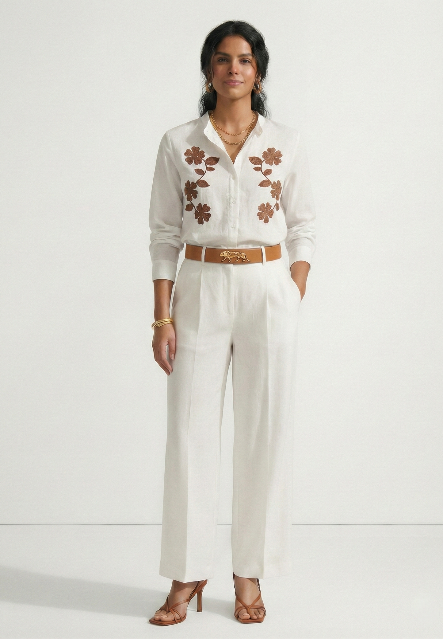 Ivory Bloom Cotton Linen Shirt