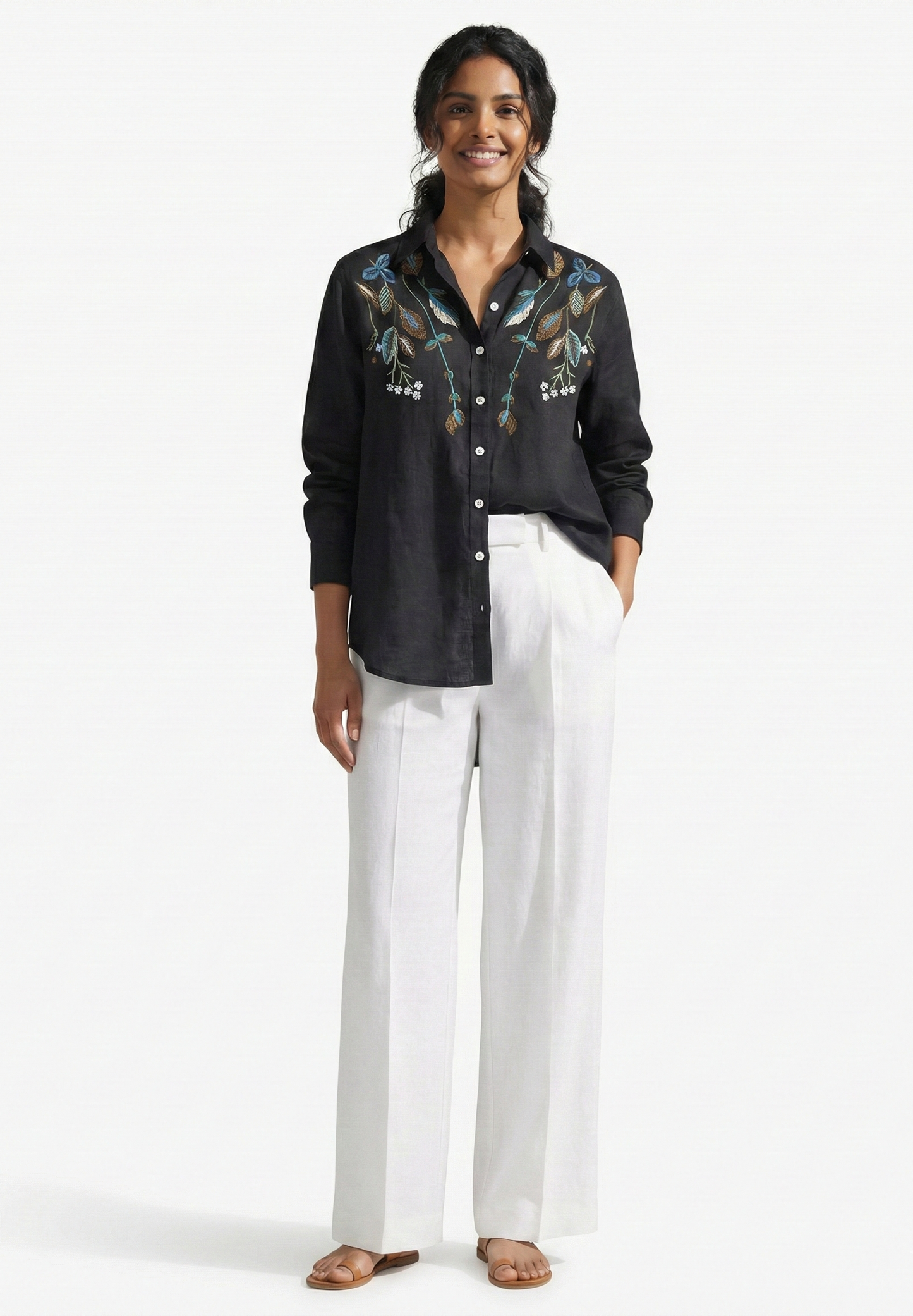 Midnight Garden Pure Cotton Linen Shirt