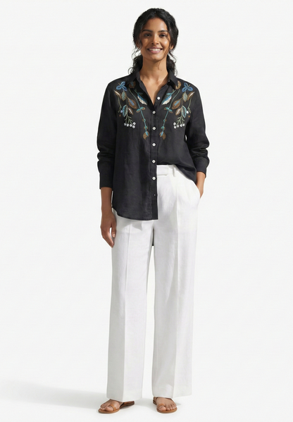 Midnight Garden Pure Cotton Linen Shirt