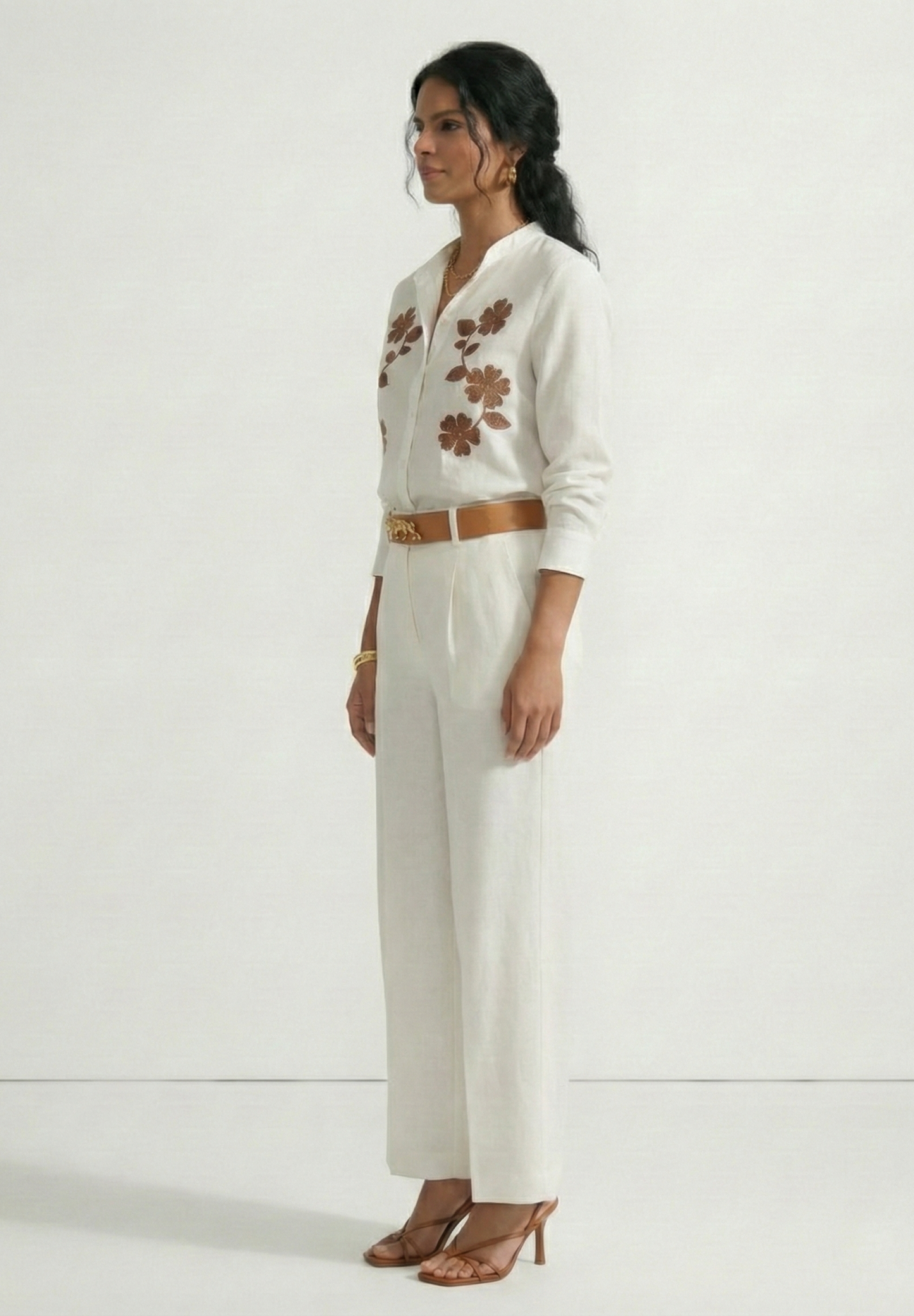 Ivory Bloom Cotton Linen Shirt