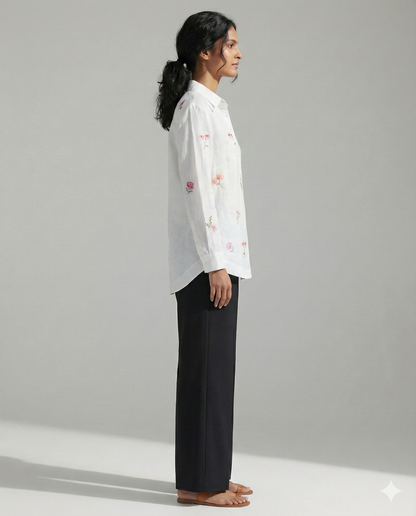 White lil Flower Shirt