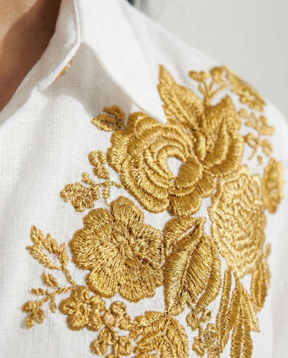 Ivory Rose Black Cotton linen Shirt