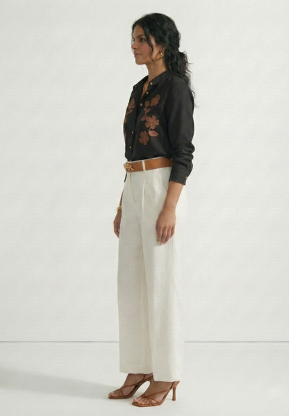 Noir Bloom Cotton Linen Shirt