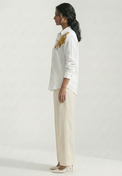 Ivory Rose Black Cotton linen Shirt