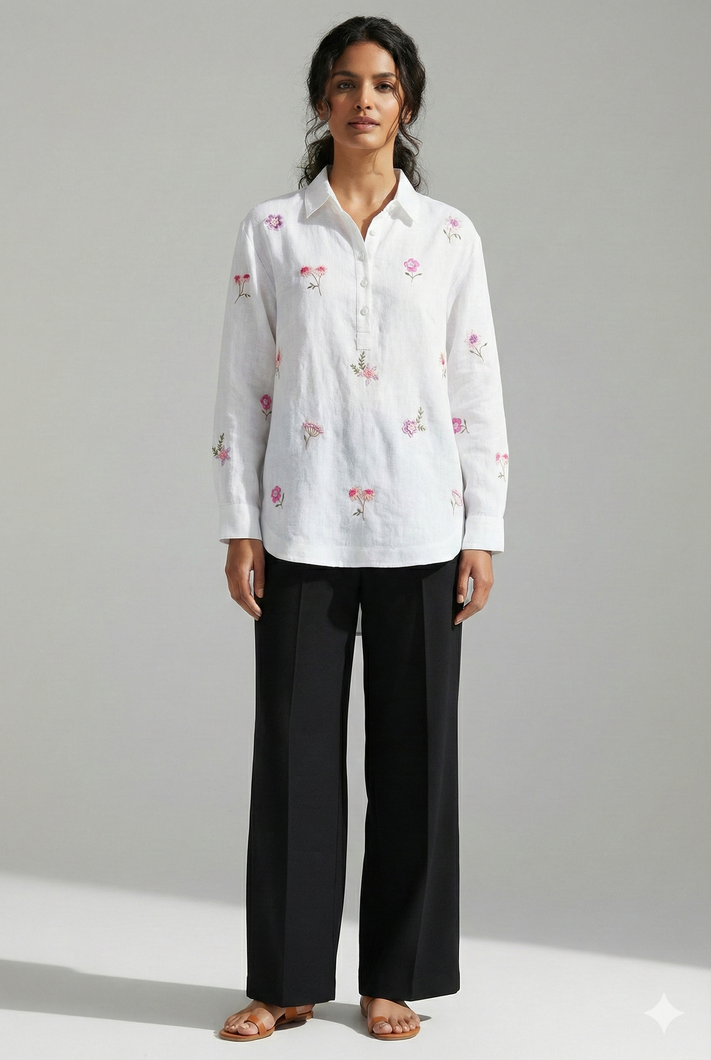 White lil Flower Shirt