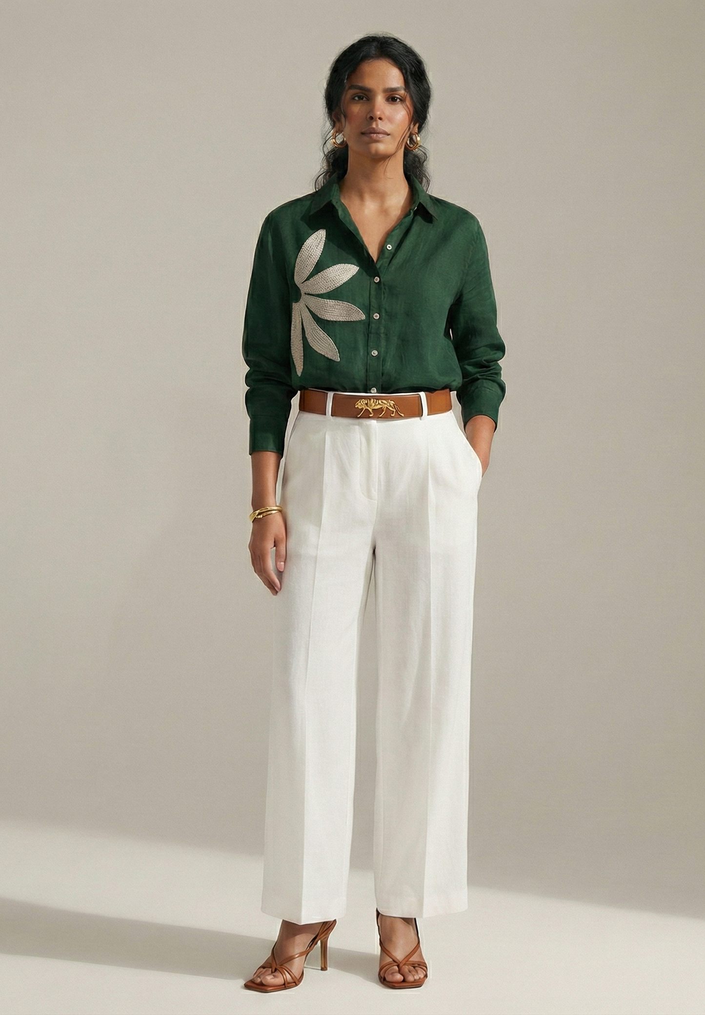 Emerald Wing Cotton Linen Shirt
