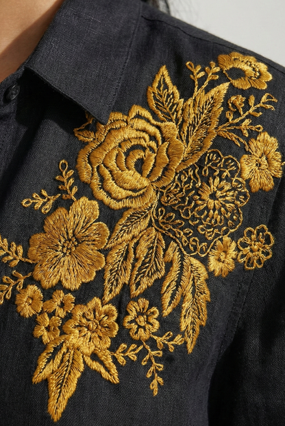 Gilded Rose Black Cotton linen Shirt