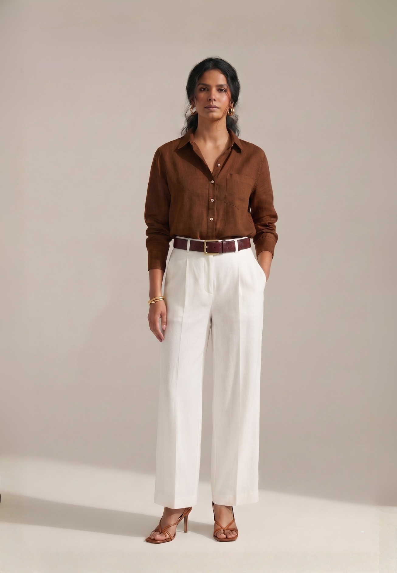BROWN COTTON SHIRT