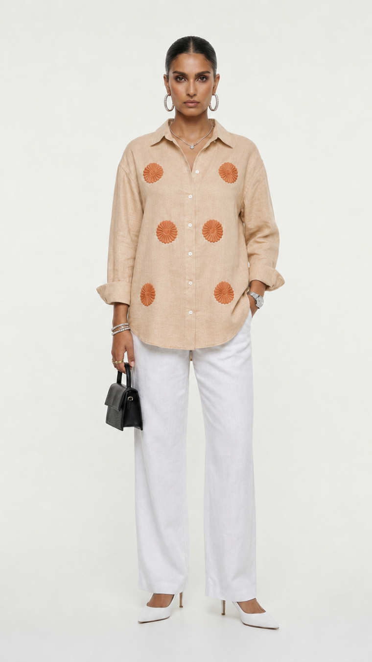 BEIGE EMBROIDERED SHIRT