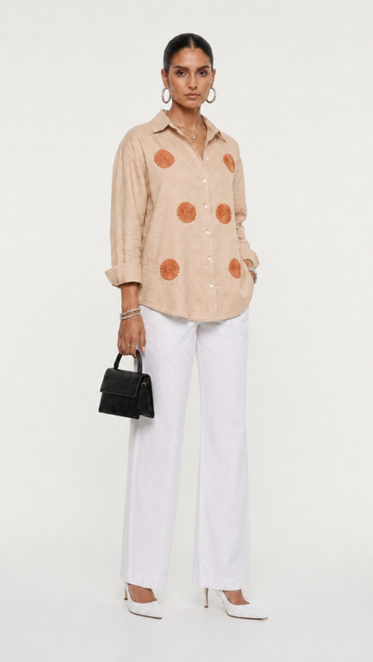 BEIGE EMBROIDERED SHIRT
