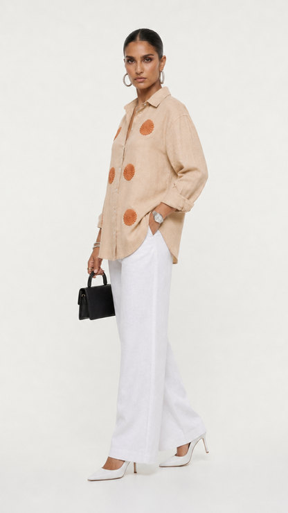BEIGE EMBROIDERED SHIRT