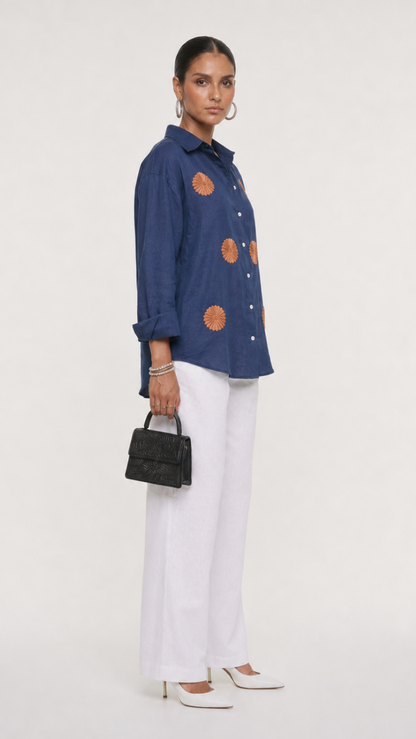 DENIM BLUE EMBROIDERED SHIRT