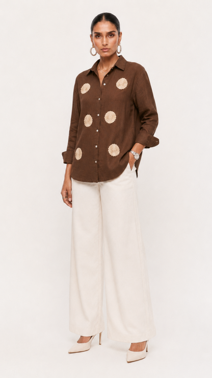 BROWN EMBROIDERED SHIRT