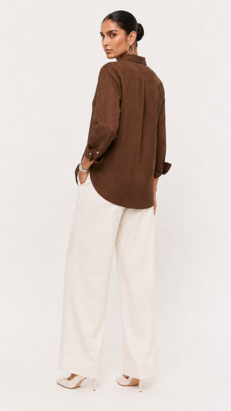 BROWN EMBROIDERED SHIRT