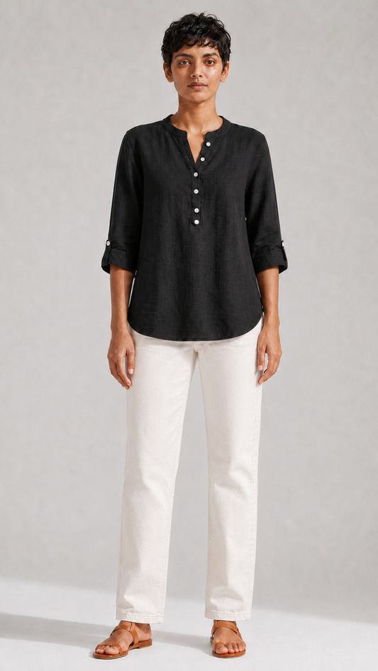BLACK PURE COTTON TUNIC