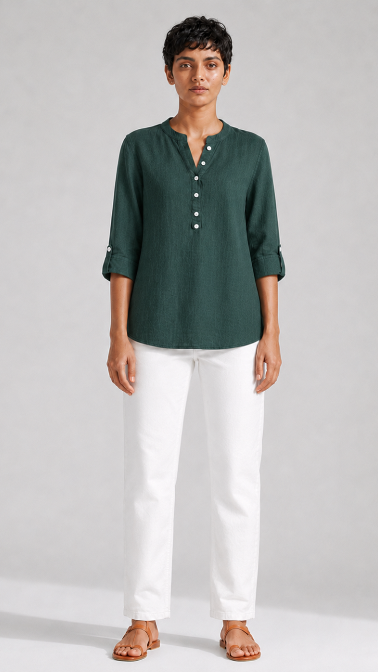 GREEN PURE COTTON TUNIC