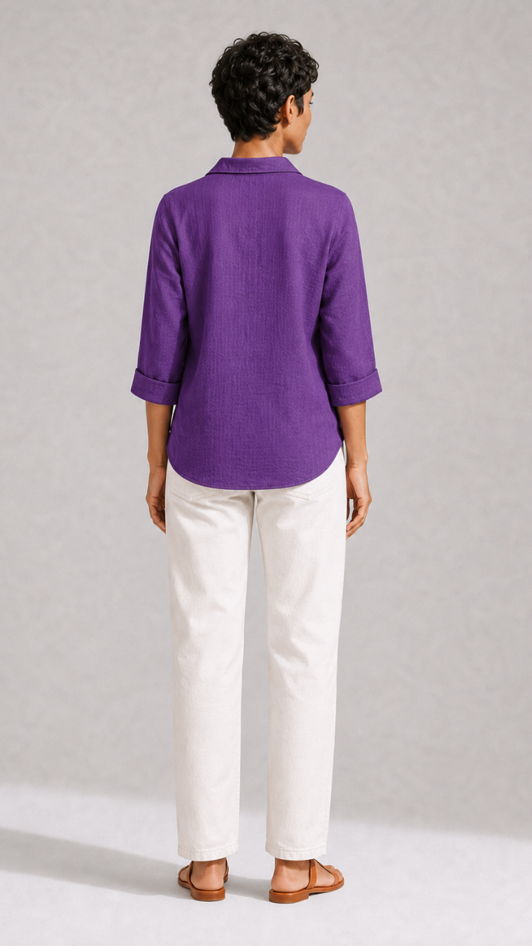 PURPLE FRONT PLEATED COTTON TOP