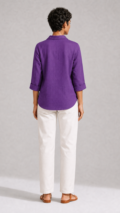 PURPLE FRONT PLEATED COTTON TOP