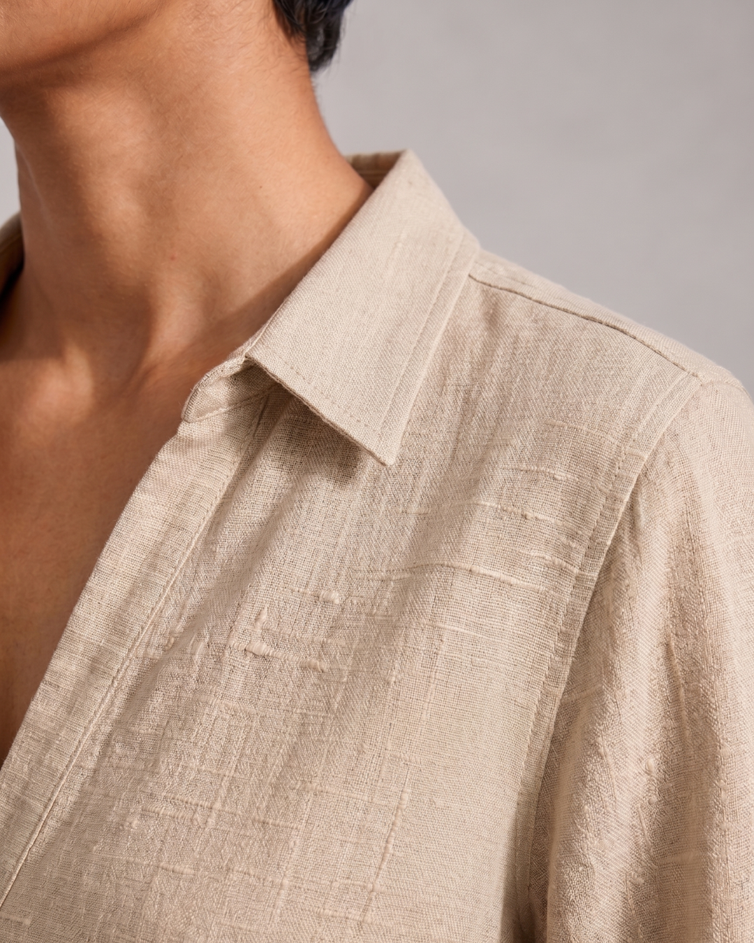 BEIGE FRONT PLEATED COTTON TOP