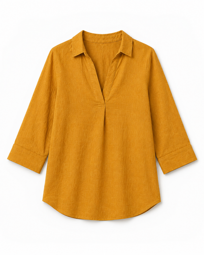 YELLOW FRONT PLEATED COTTON TOP