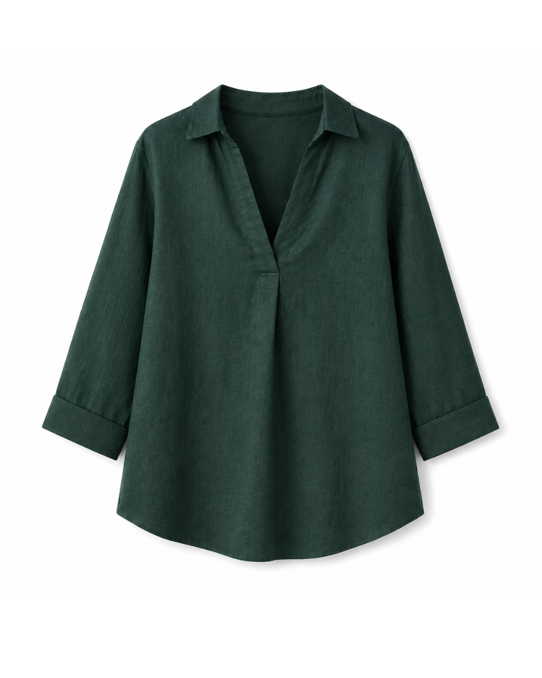 GREEN FRONT PLEATED COTTON TOP