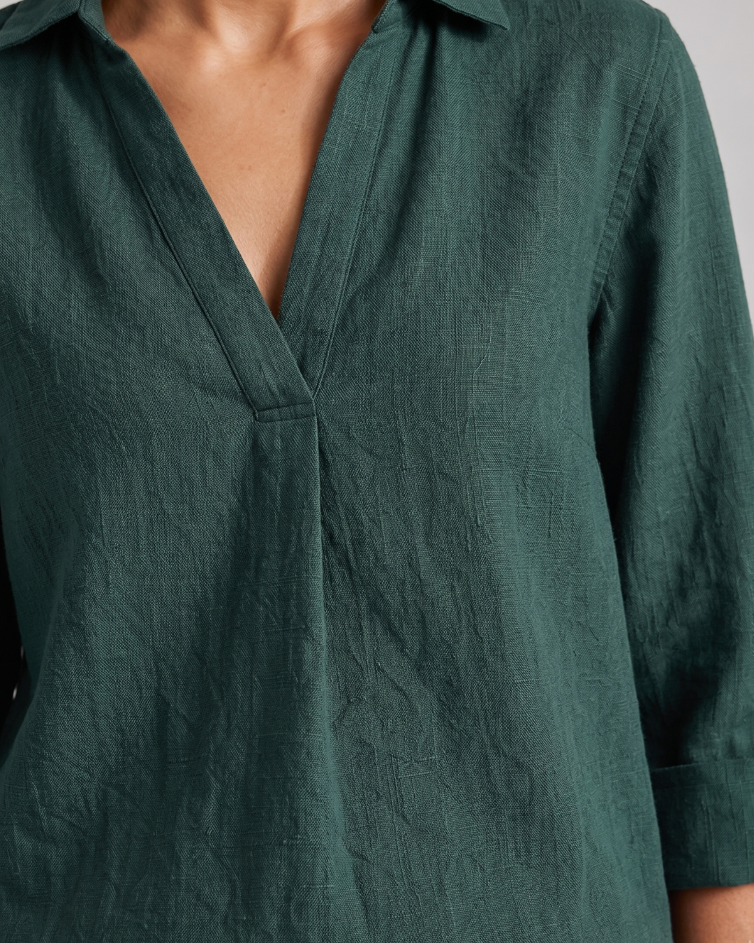 GREEN FRONT PLEATED COTTON TOP
