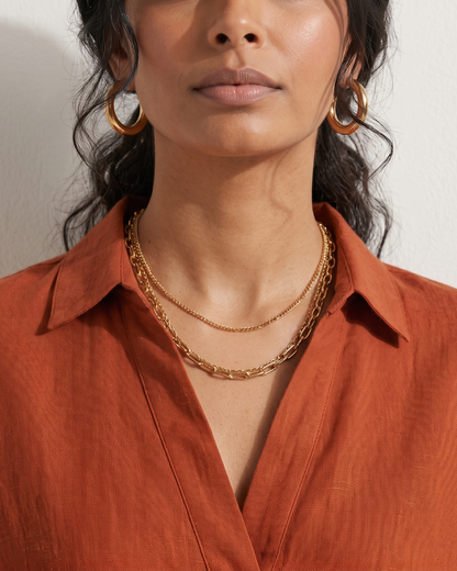 RUST FRONT PLEATED COTTON TOP