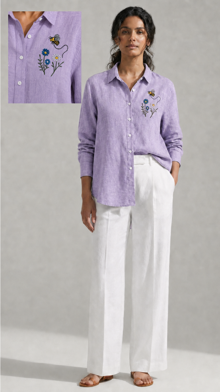 HAPPY BEE EMBROIDERED SHIRT LEVENDER