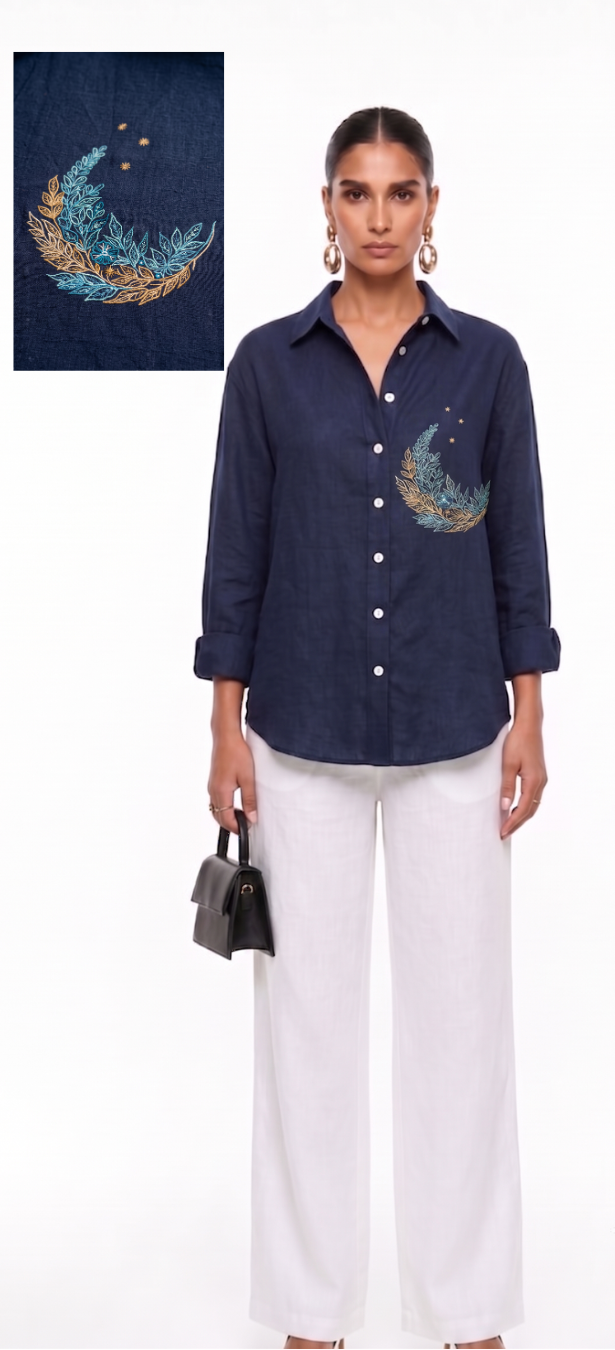 Nightbloom EMBROIDERED SHIRT DENIM