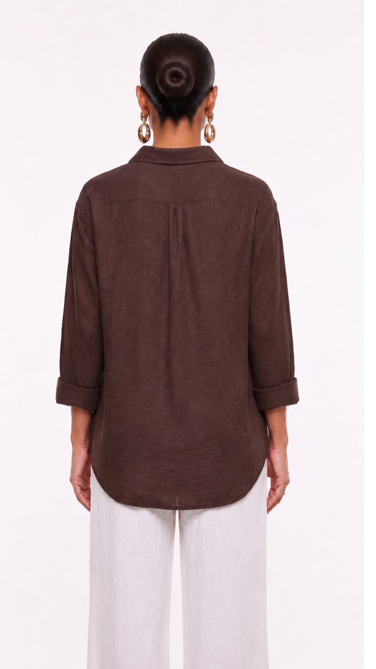 Nightbloom EMBROIDERED SHIRT BROWN